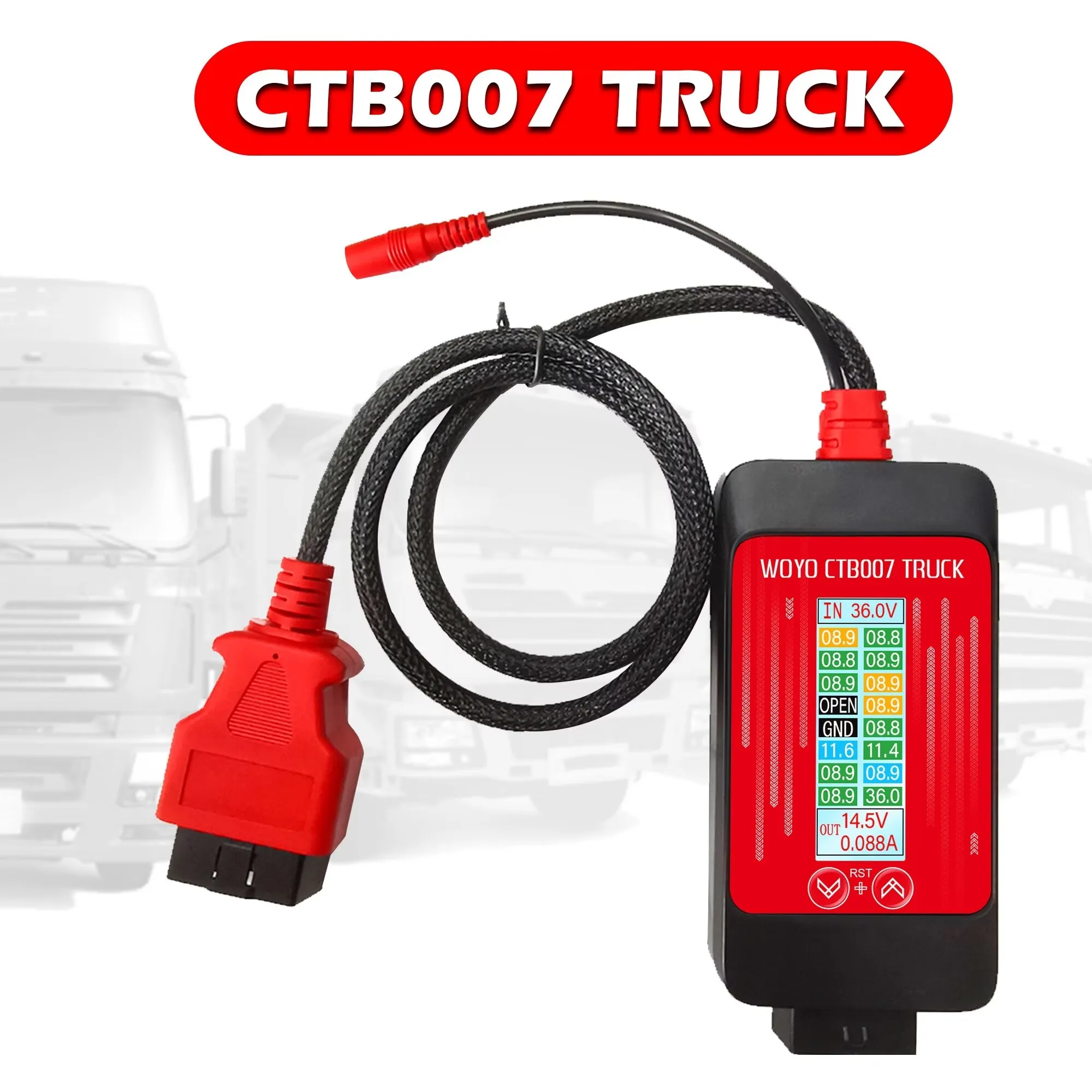 WOYO CTB007 TRUCK Regulated Output Voltage Converter 24V to 24V/12V-14.5V OBD2 Tester LCD Displays Vrms/ Load-Side Current