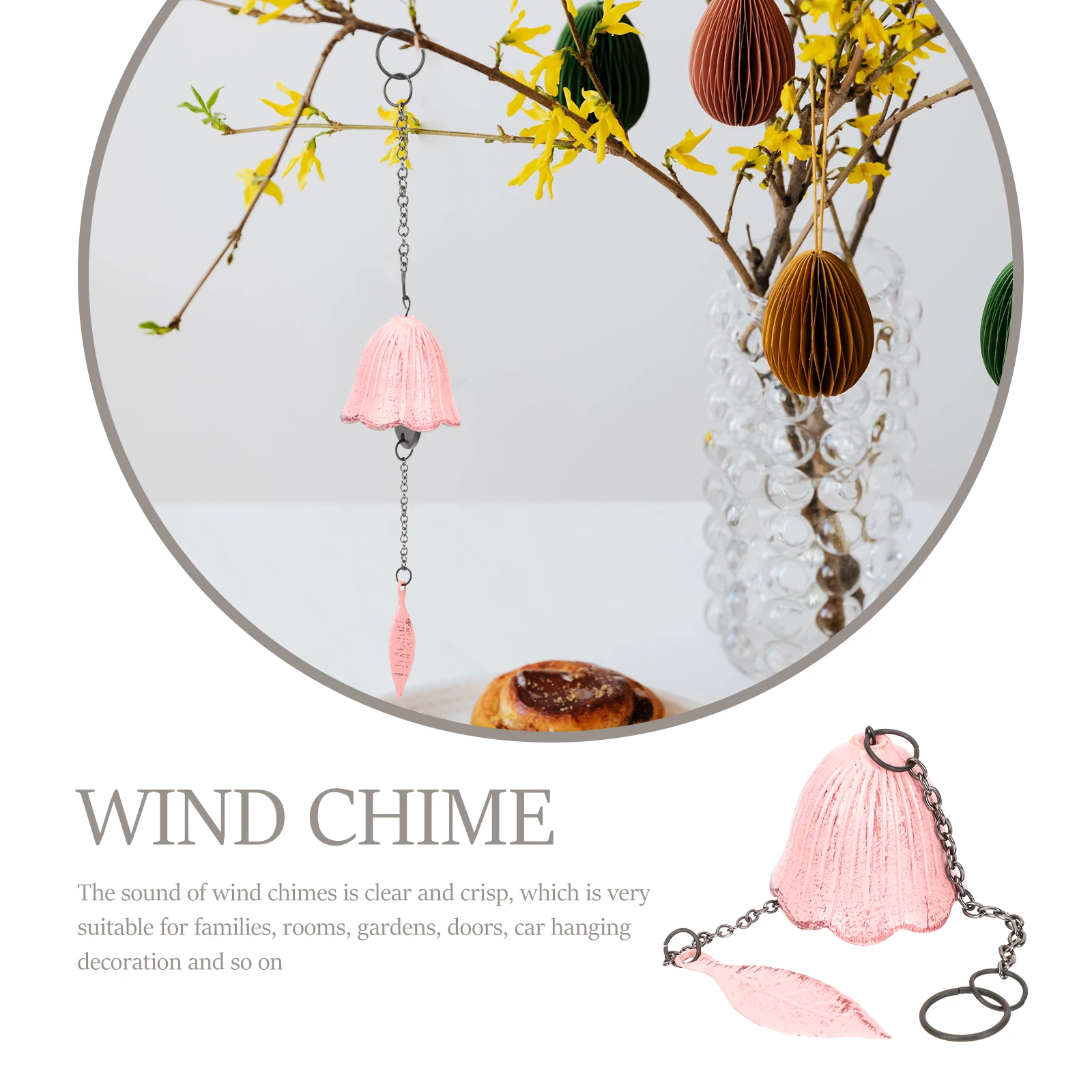 

Cast Iron Chimes Pink Retro Danish Pastel Room Decor Bell Garden Hanging Bell nament Car Interior Outdoor