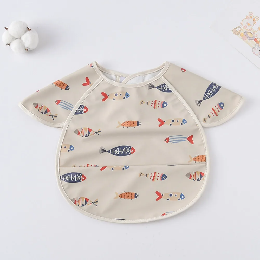 

Apron Style Waterproof Baby Bibs Soft Short Sleeve Feeding Apron Dirt Proof Sleeveless Bandana Bibs Eating