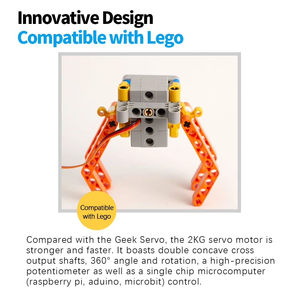 2KG Programowalny serwomotor 270 360 kompatybilny z klockami Lego do projektów Arduino DIY Części elektroniczne — zdjęcie produktu 3