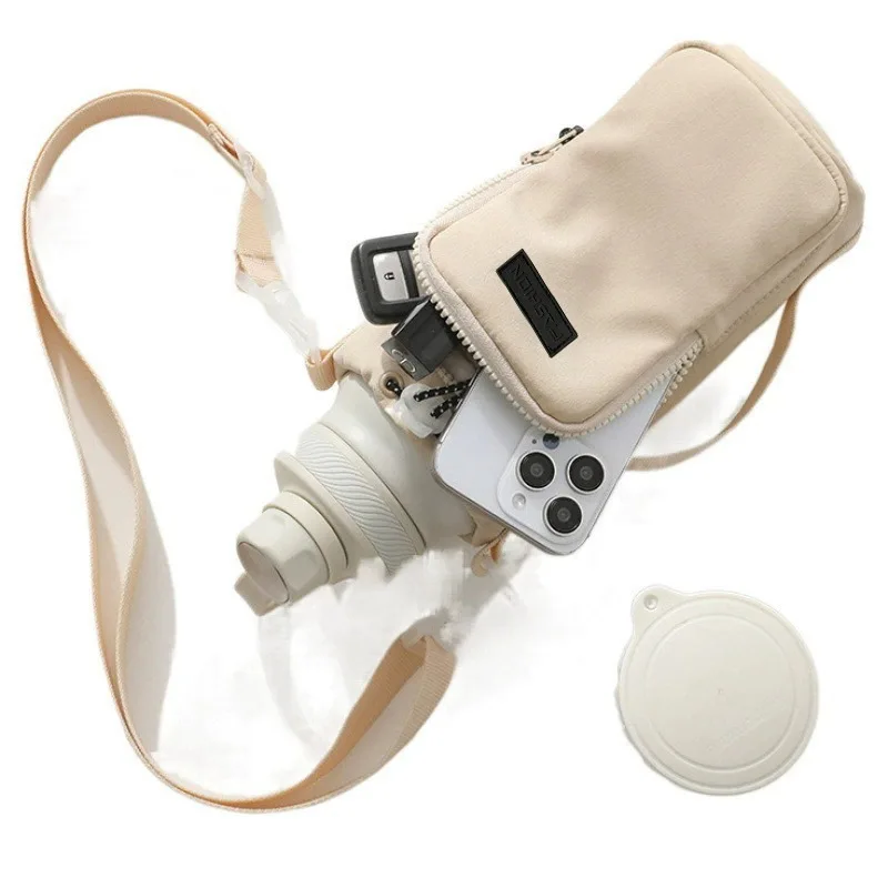 Unisex Wasserflaschenhalter mit Trageriemen, Isolierte Wasserflaschentasche mit Handyfach, Wasserflaschen-Umhängetasche – Detail 1