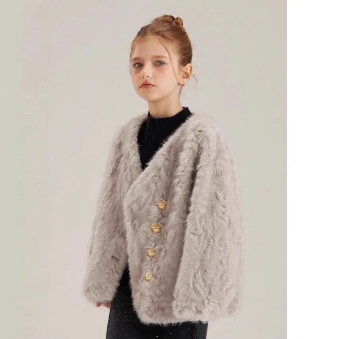 Girls Faux Fur Coat Winter Children Girls Long Sleeve Christmas Jacket Warm Kids Girls Coat Girls Outerwear Clothing