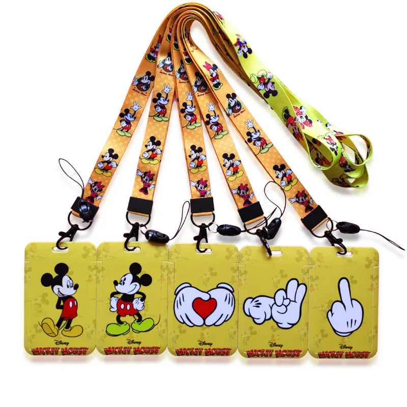 Disney Minnie ID Badge Card Holder Identification Card Holders Girls Pretty Neck Strap Lanyards Name Badge Holder Card Case