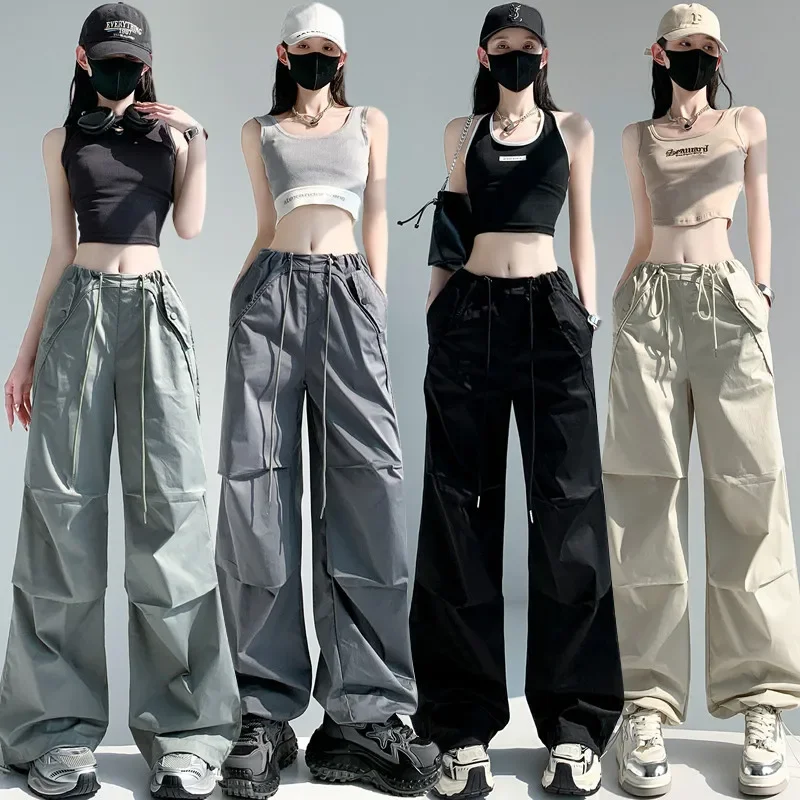 الربيع الصيف المرأة Sweatpants الكورية أزياء خمر المتناثرة نمط عارضة الصلبة فضفاض البضائع السراويل الشارع الشهير النساء ركض