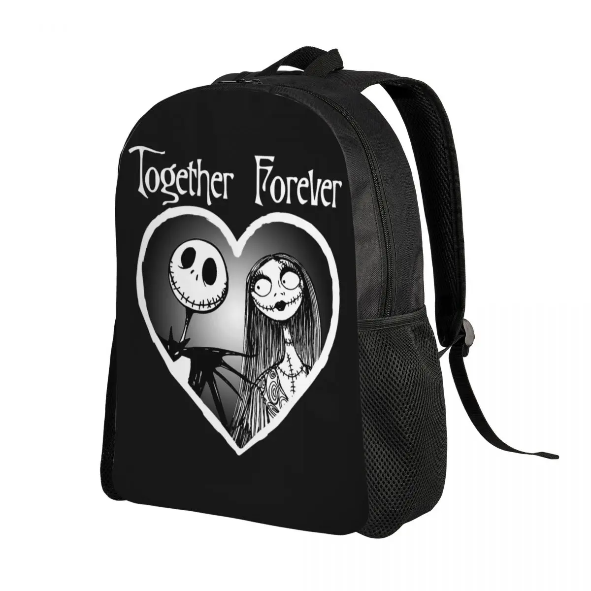 Custom Jack Together Forever Halloween Backpack for Men Women College School Student Bookbag The Nightmare Before Christmas Bags