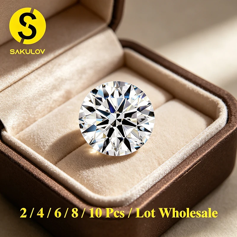 

Wholesale D colour Round Moissanite Loose Gemstones 2/4/6/8/10 Pcs Per Lot, GRA Certified with Laser Code Lab Created Diamonds
