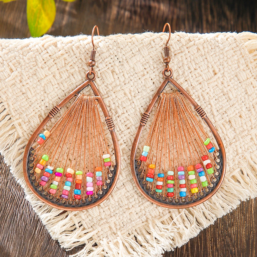 10/4/3 زوج من الأقراط الرجعية الملونة سلكية ملفوفة للنساء بوهو هندسية مطرز استرخى أقراط ارتداء اليومي هدايا الحفلات