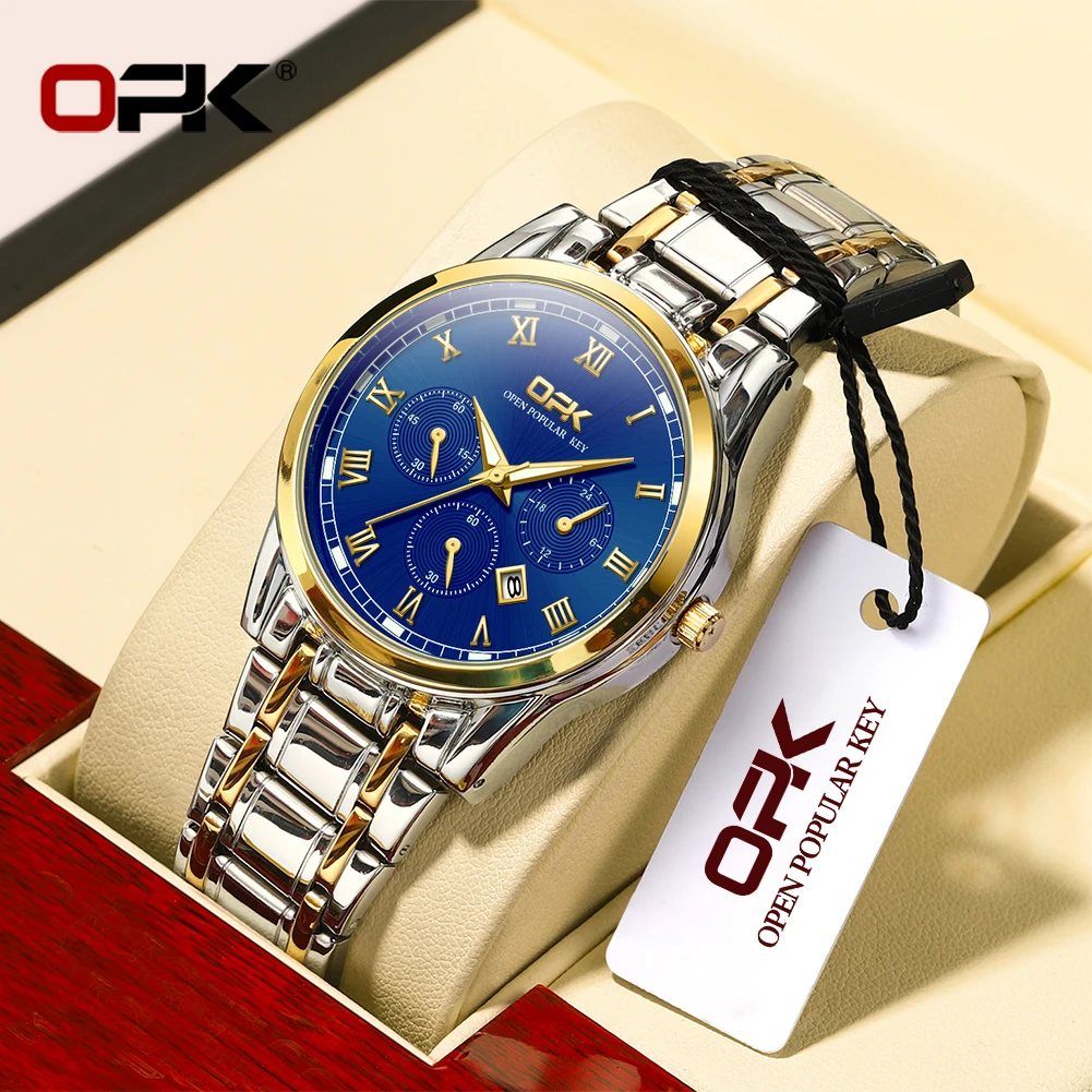

OPK Brand Steel Belt Dual Calendar MEN'S Quartz Watch 8119