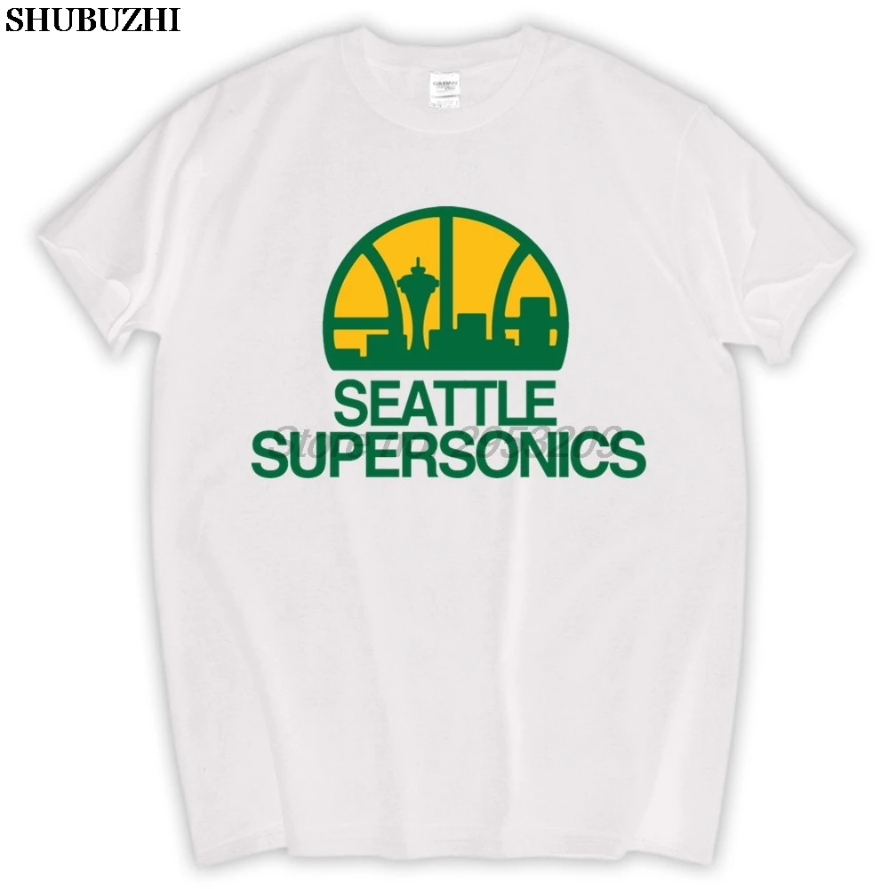 

Seattle Supersonics T-shirt cotton Fashion Brand t shirt men new high quality brand euro size tee-shirt