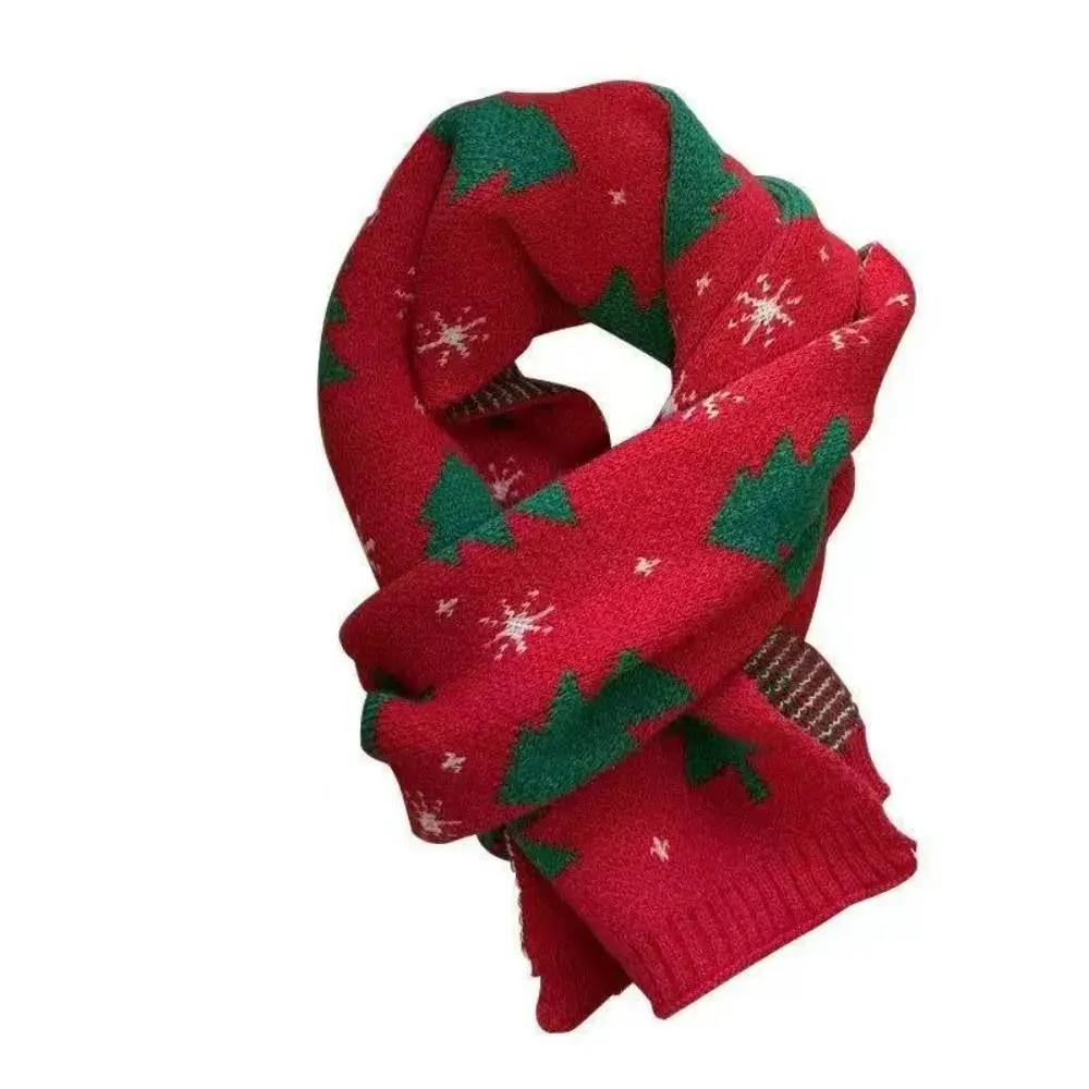 

Casual Christmas Tree Jacquard Christmas Women Scarf Santa Claus Keep Warm Knitted Scarf Winter Knitted Scarves Lovers Gift