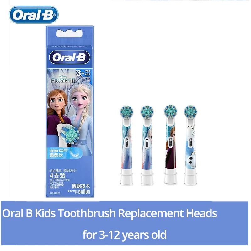 Oral B Original Kids Electric Toothbrush Heads Frozen Utral Soft Tooth Brush Heads Round Brush Heads 4 hedas for 3-12 years old