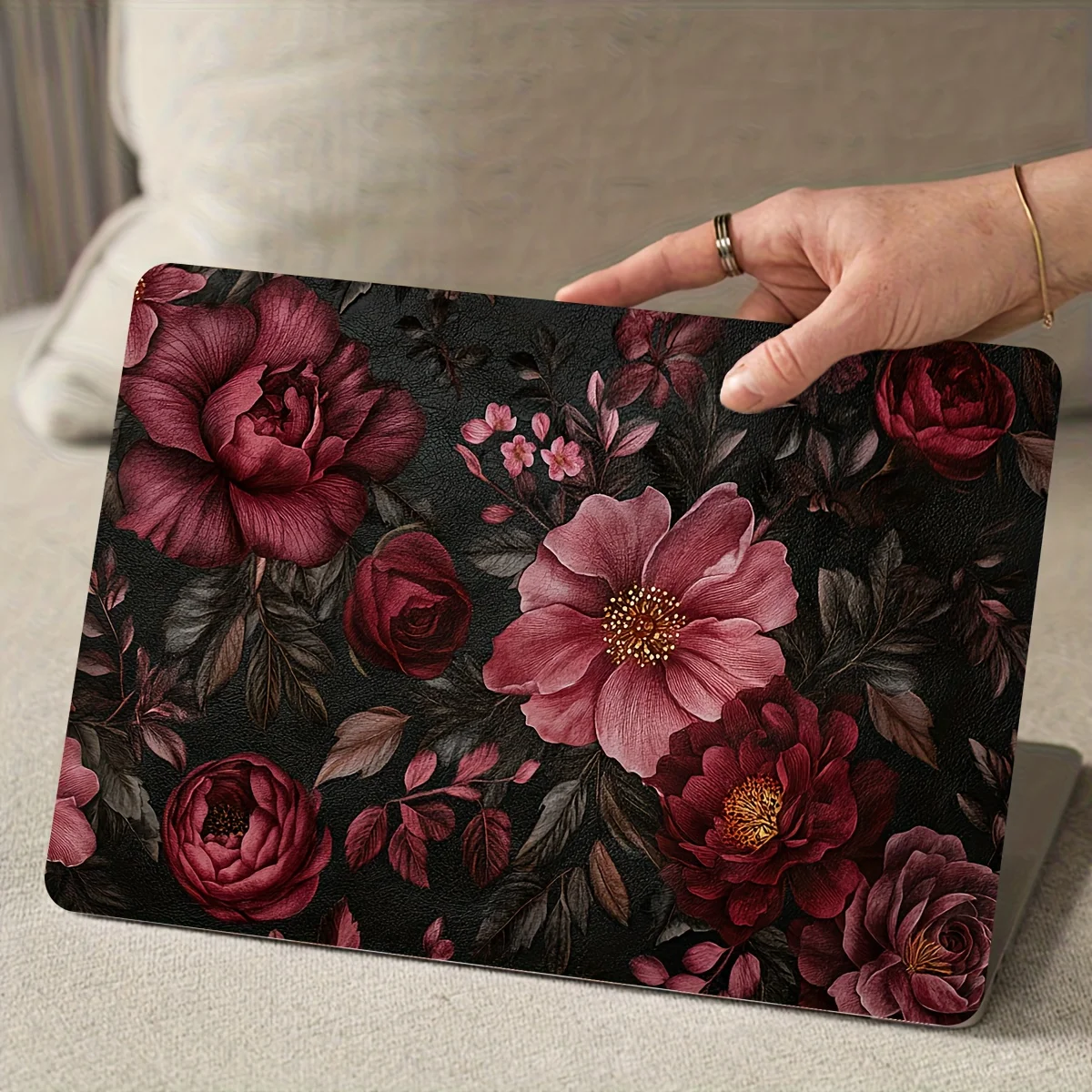 

Vinyl Laptop Case Floral Stickers, 2pcs/set, scratch resistant DIY art case, universal netbook skin stickers non-reusable laptop