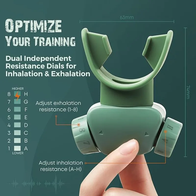 Abdominal breathing trainer with APP breathing tutorial blowing and suction multi-gear resistance adjustable SGS