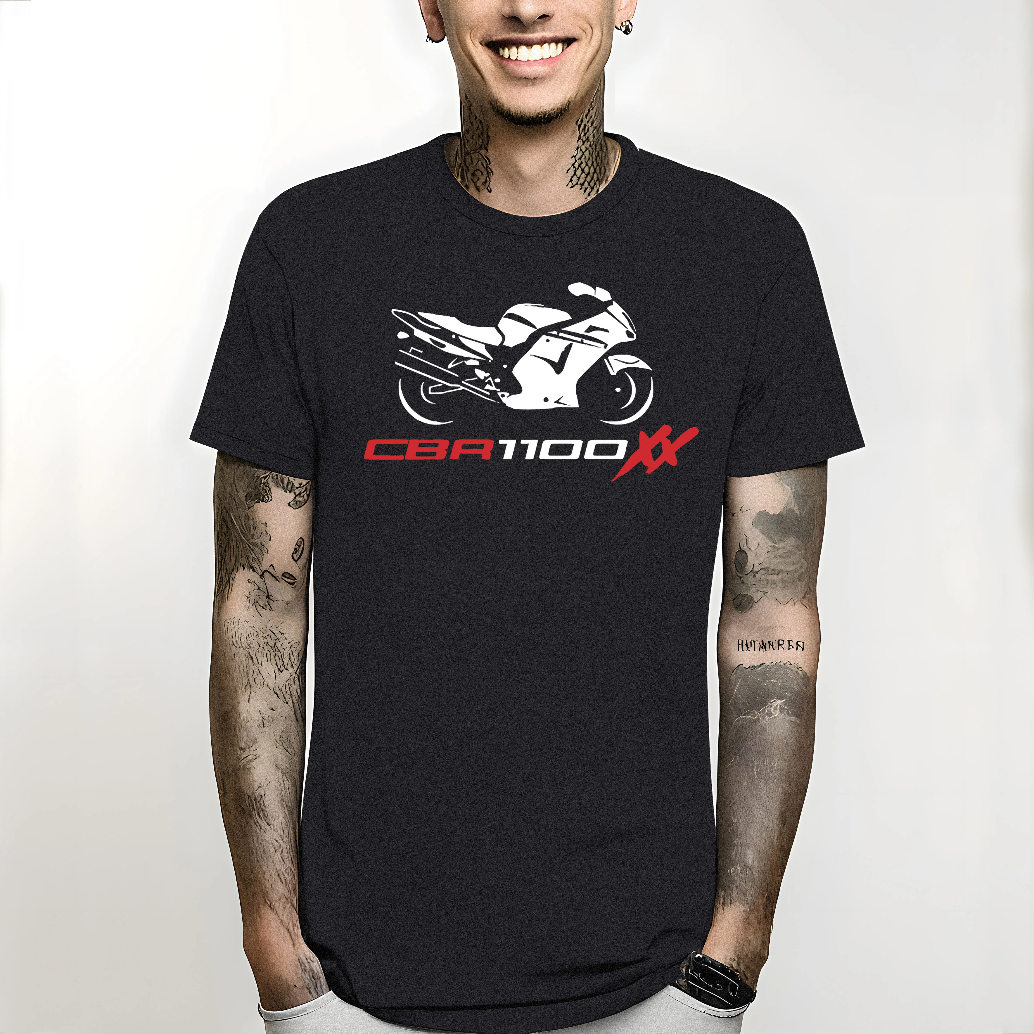 Short Sleeve.T-Shirt For Bike Hon Cbr 1100 Xx Super Blackbird Tee shirt Motorcycle Motomen 2024 Summer Round Neck Men clothing