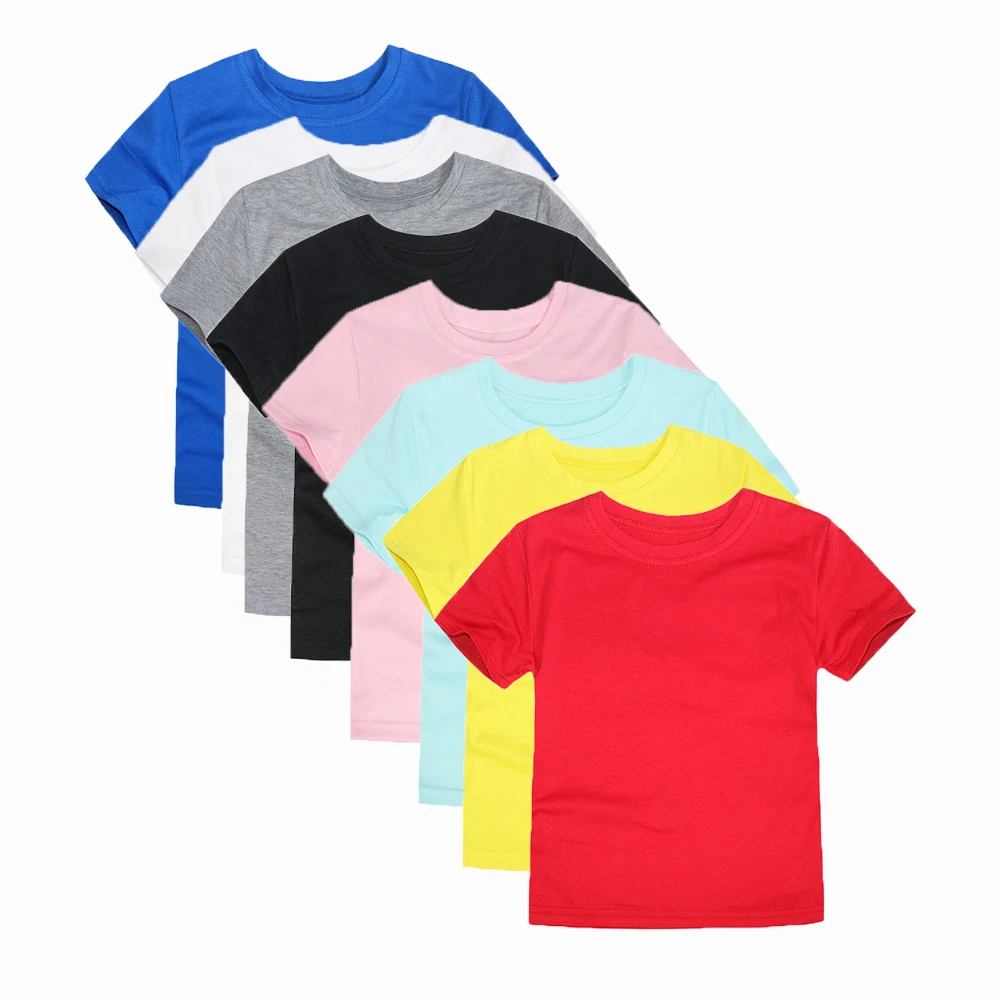 Boys T-shirts Summer Fashion Outerwear Clothes Children's Tops Cotton Sport Tees Girls Short Sleeve Solid Shirts Kids Casual Tee