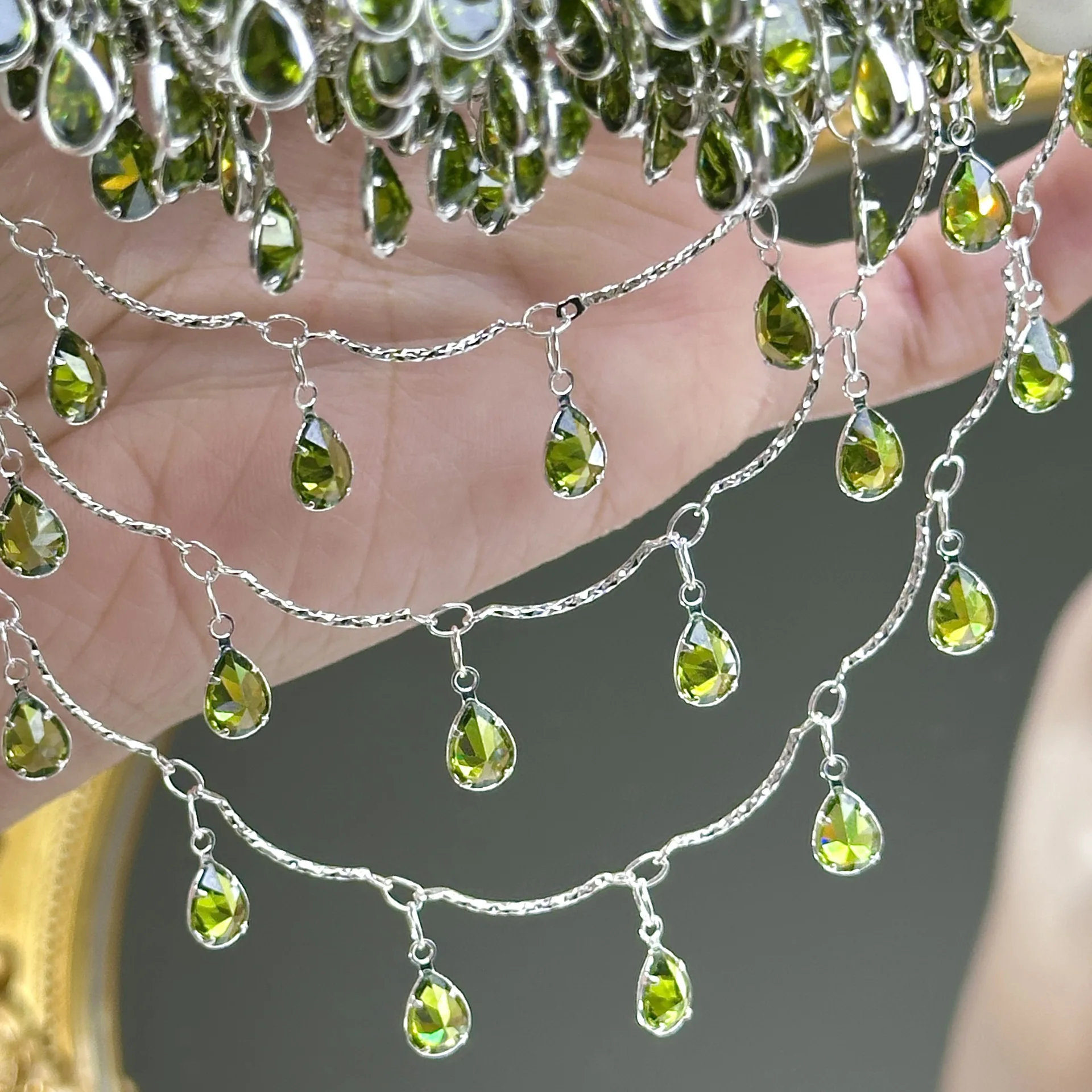 

0.5/1/2m Exquisite Water Droplet Crystal Tassel Chain Zircon Handmade Chain DIY Necklace Jewelry Clothing Decorative Accessories