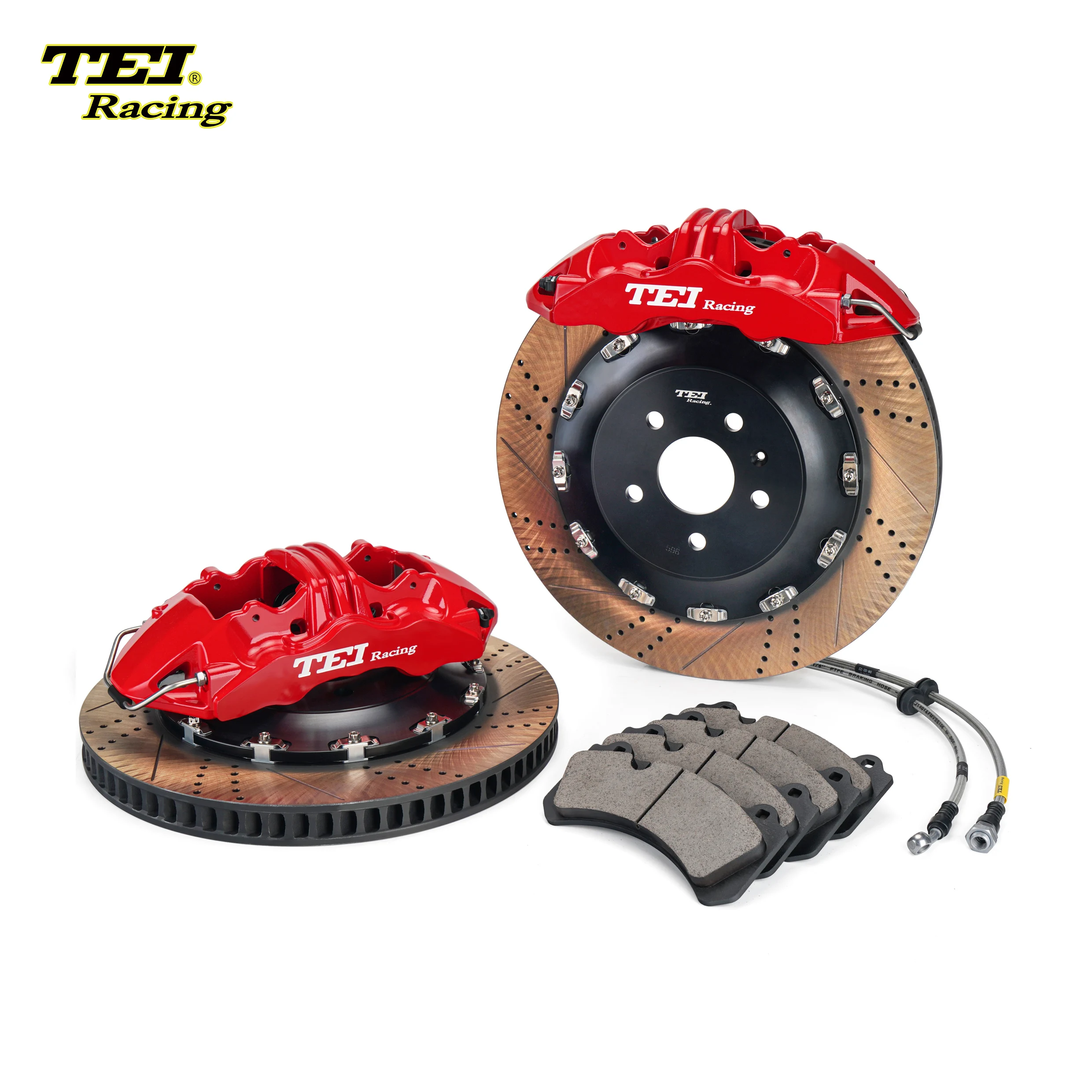 TEIRACING FRONT S60-Plus 6 PISTON 4D CNC CALIPER WITH 378/405/420/440 MM Rotor For 19 inch or Plus rim car