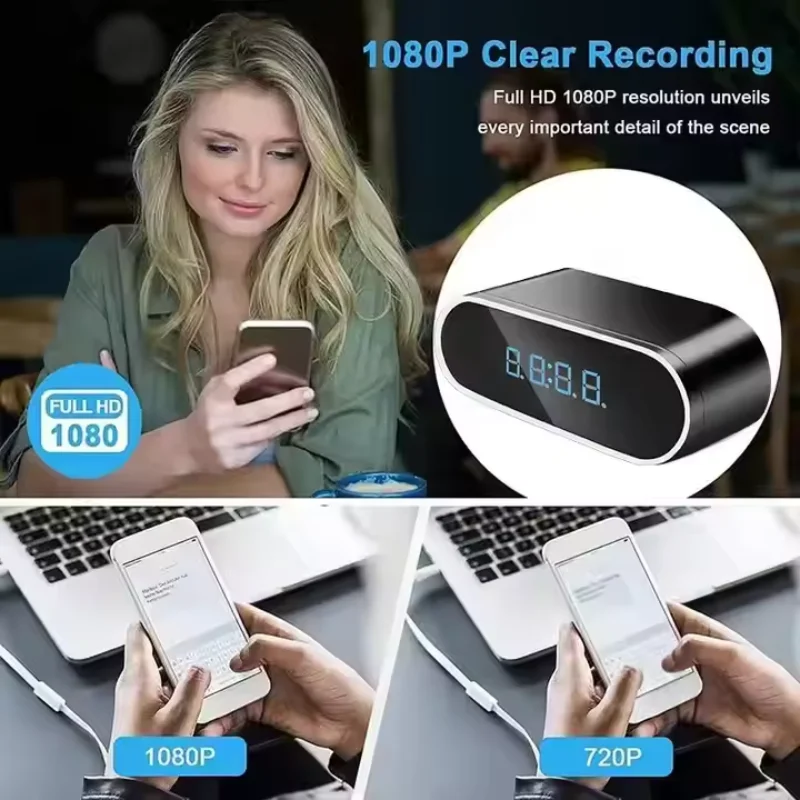 HD 1080P Alarm Clock Mini Camera Remote  Wireless Wifi Control IR Night Vision View DVR Camcorder Home Indoor Monitor Video