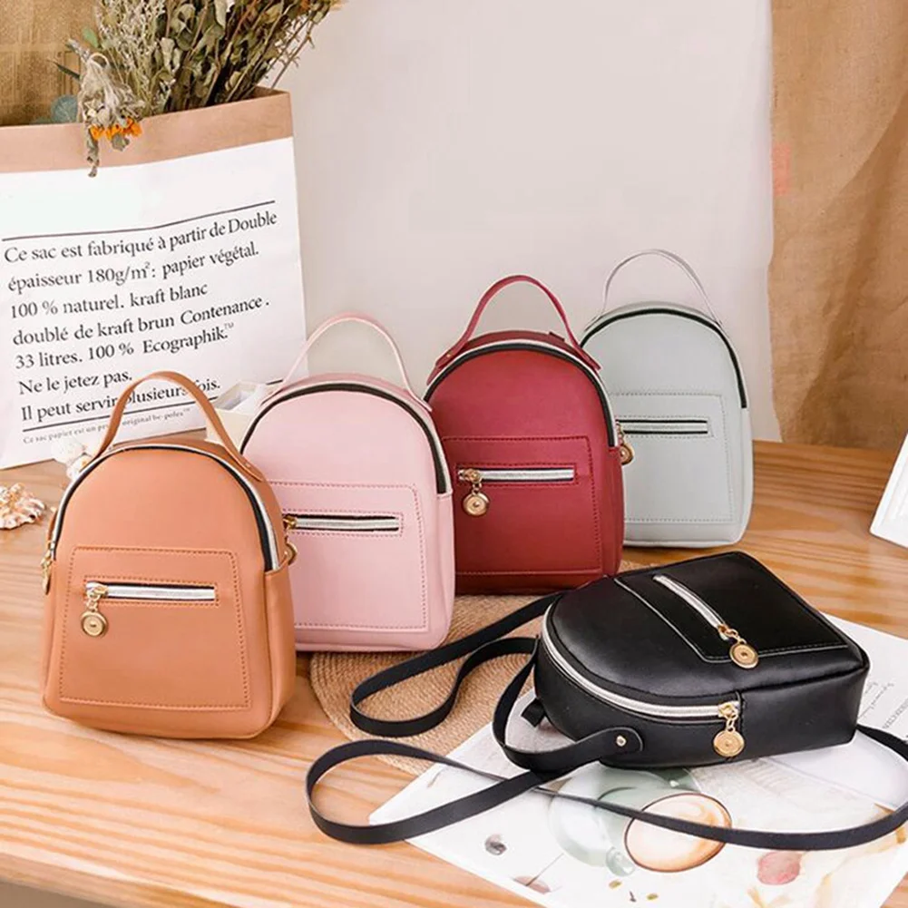 Милый рюкзак BISM для женщин, кожаные мини-рюкзаки, трансформируемая сумка на плечо, кошелек для мобильного телефона, сумка через плечо, черный