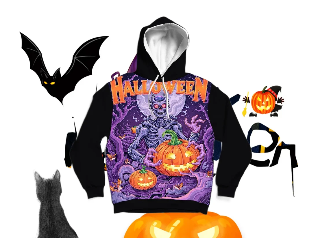 

25/26 new Latest Autumn/Winter Halloween Elements 3D Printed Hoodie Large Adult Same Size Female Same Size Original Design Top