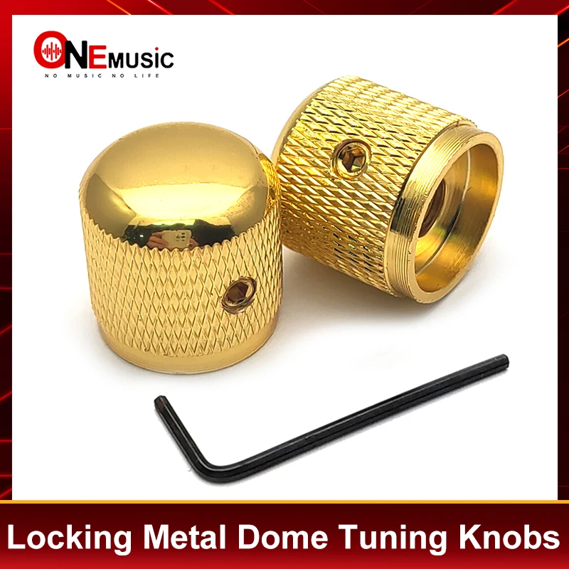 10Pcs Screws Locked Metal Dome Tone Tuning Knob Hexagon Screws Lock Volume Control Buttons for Electric Guitar Bass Gold