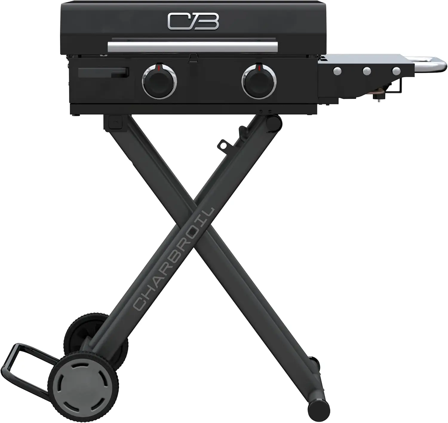 Black Folding Cart 2-Burner Portable Propane Gas Griddle for Outdoor Use, 22\