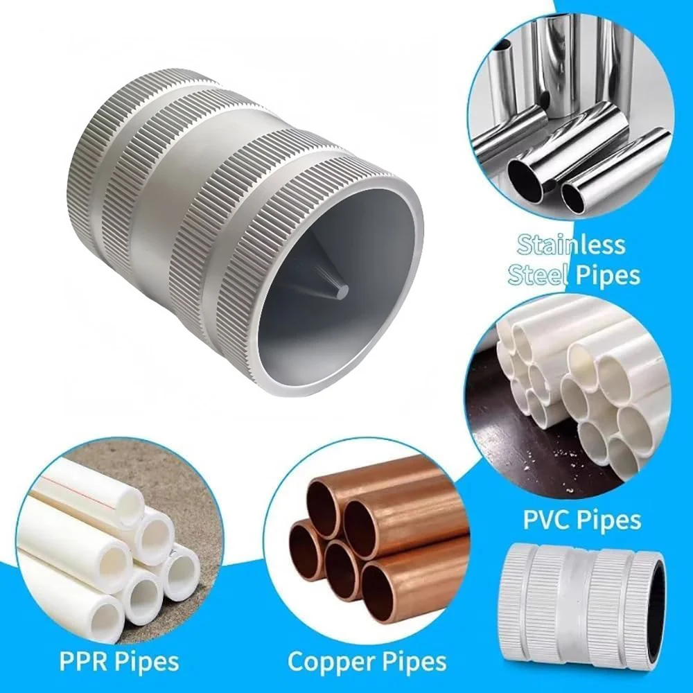 Dual Purpose Copper Pipe Deburring Tool HSS Steel Reamer Chamfer Trimmer For 5/16 To 2-1/8 Inch Plumbing HVAC Metalworking Hand