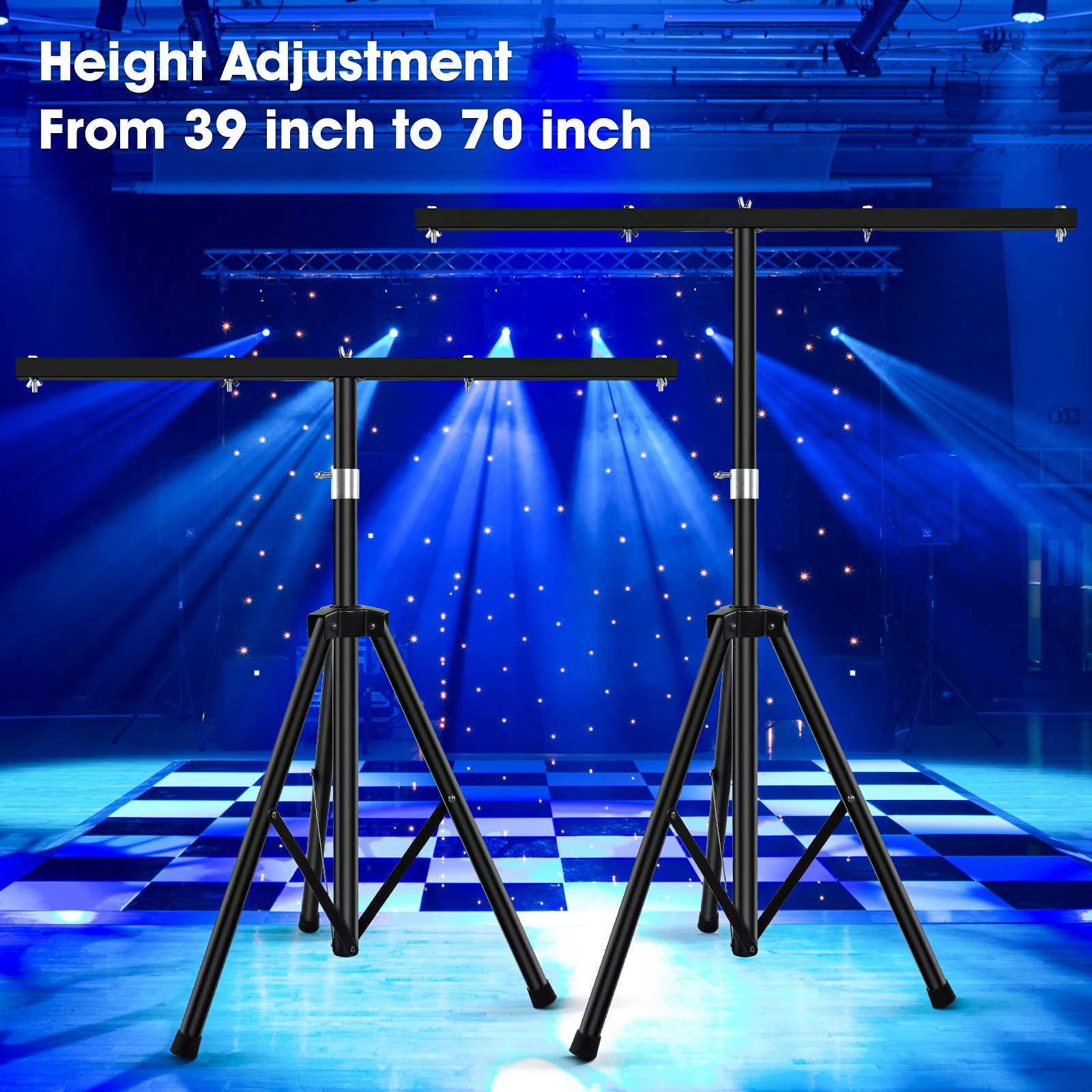 Yiflamefly Tripod DJ Light Stand Stage Lights Stand Adjustable 39-75 Inch DJ Lighting Tripod Mount for Wedding Concert Party