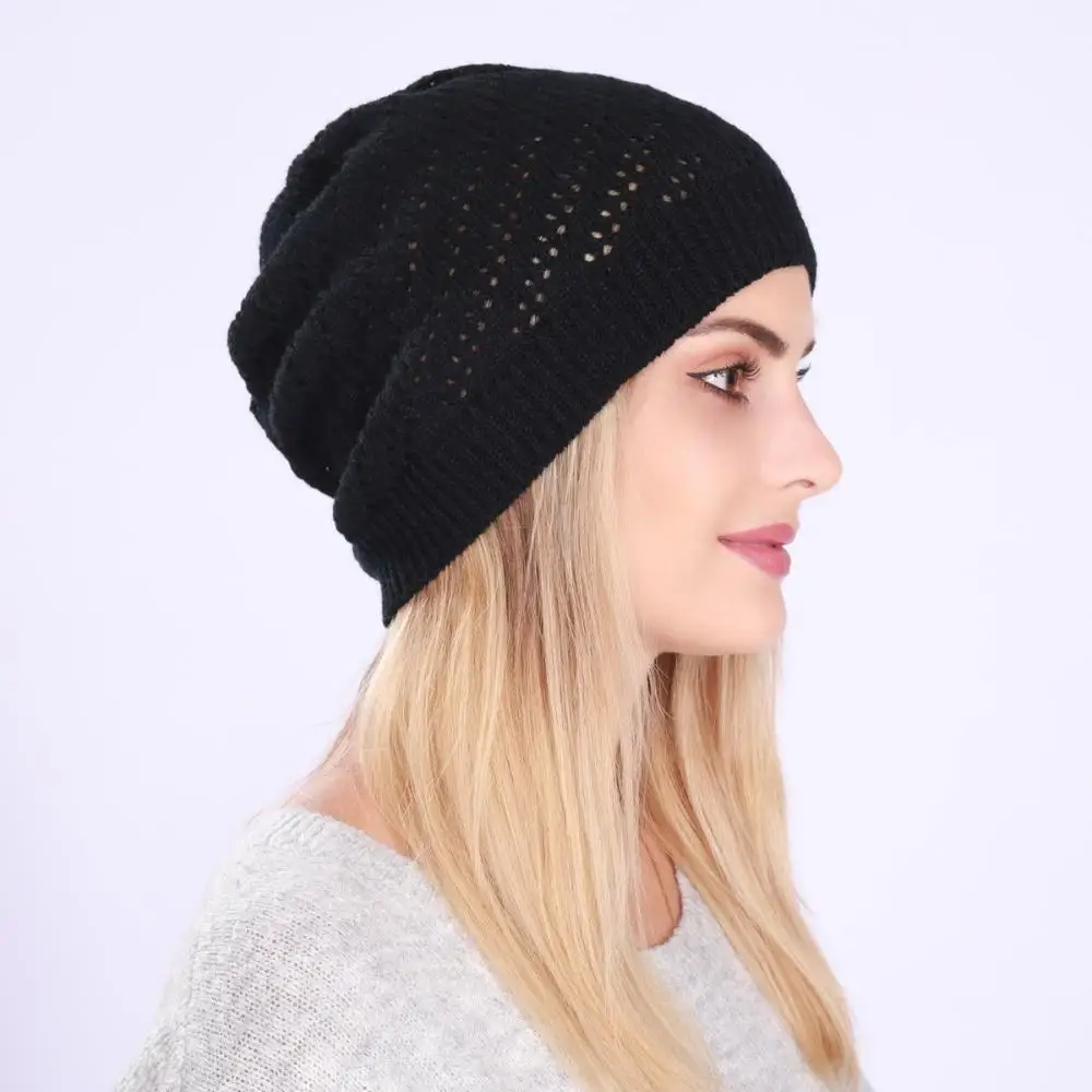 Winter Autumn Casual Fashion Soft Women Hollow Out Beanies Hat Knitted Hats Skullies Cap New Design