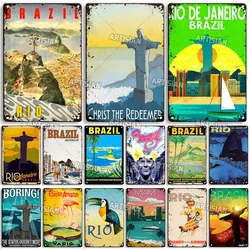 ARTISIAN Brazil Metal Tin Sign Decorative Plate Travel Metal Sign Home Man Cave Wall Decor Sign Vintage Metal Plaque Wall Plate