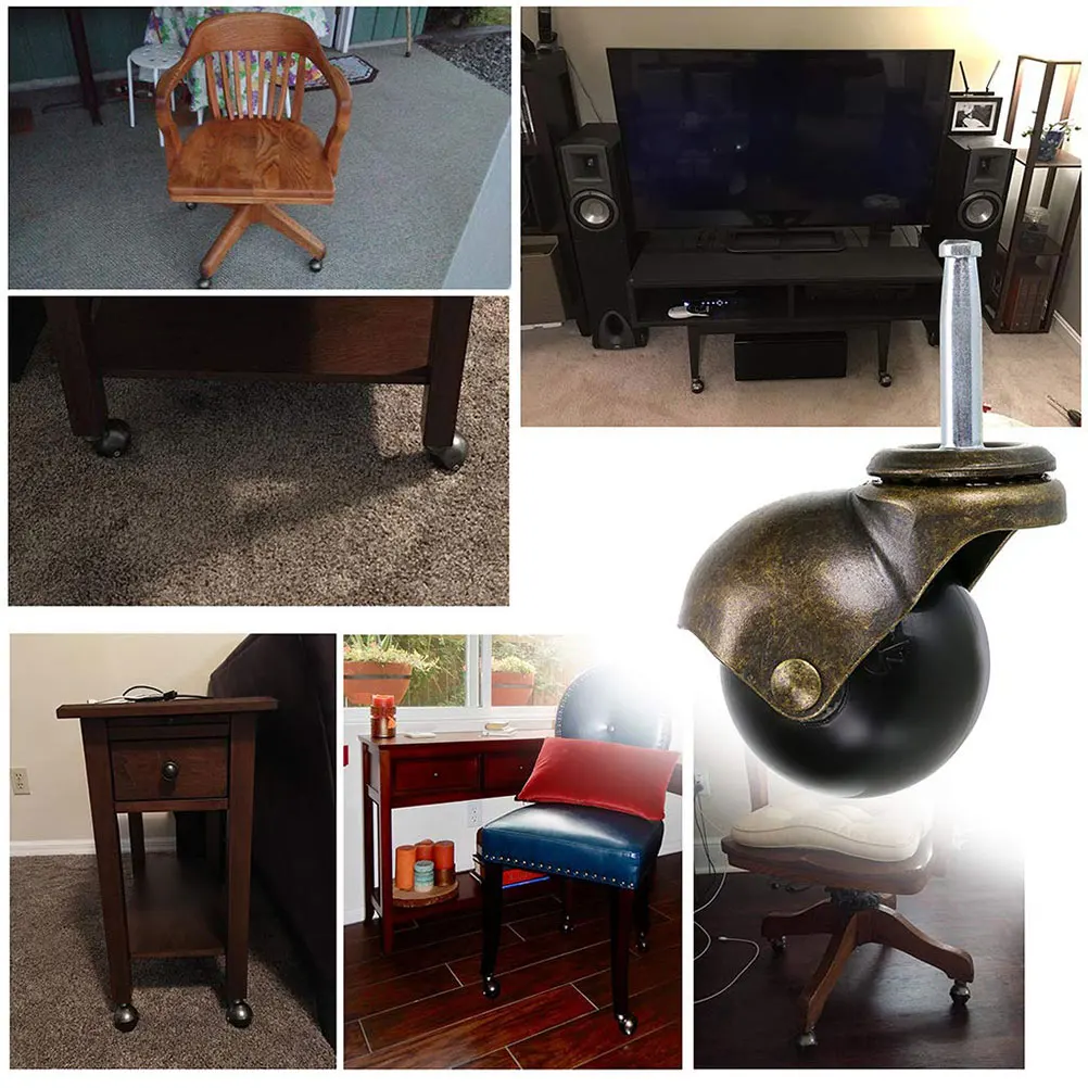 

4pcs Ball Caster Gold Office Chair Wheels Office Chair Wheels Furniture Casters 5 16x1 1 2 Stem Heavy Duty