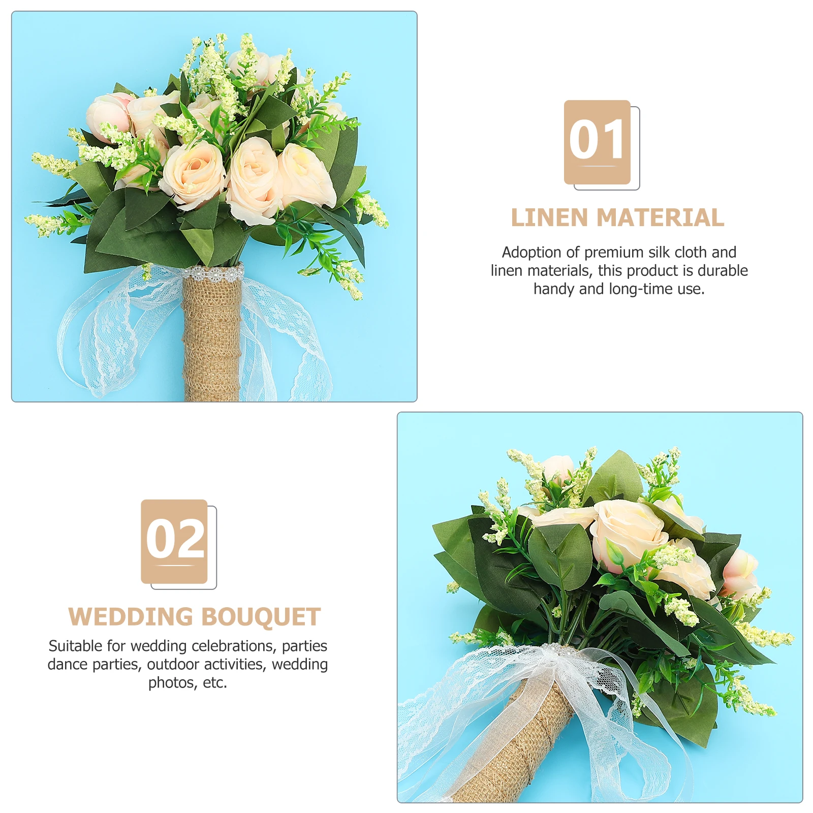 

Luxury Silk Linen Artificial Wedding Bouquet For Bride Bridal Hand Flower Decorations Party Supplies Simulation Flowers