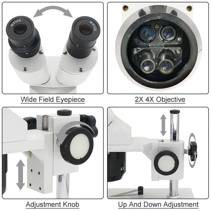 20X 40X PCB Repair Microscope WF10X Eyepiece Metal Binocular Stereo Microscope with LED Ring Light for Watch Phone Inspection