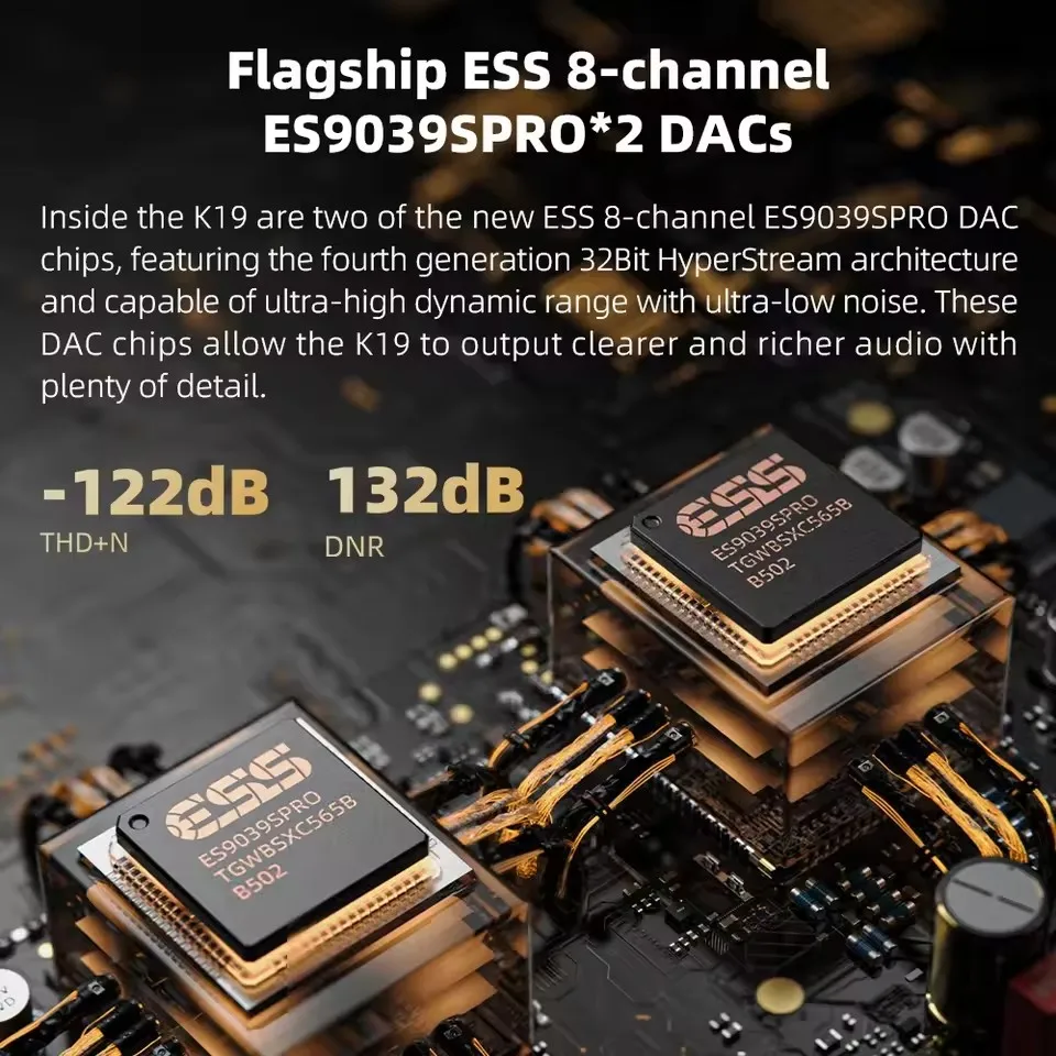 FiiO K19 amplificador de auriculares DAC de escritorio insignia Audio de alta resolución Dual ES9039SPRO decodificador HIFI DSD512 31 bandas PEQ XMOS XU-316
