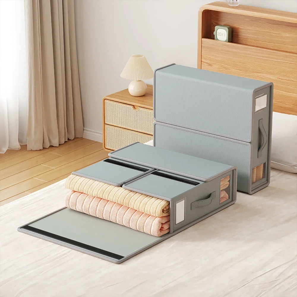 Bedding Sheet Set Organizer Foldable Linen Storage Box With Handle Clear Window Closet Organization For Pillowcases Duvet Covers view 4
