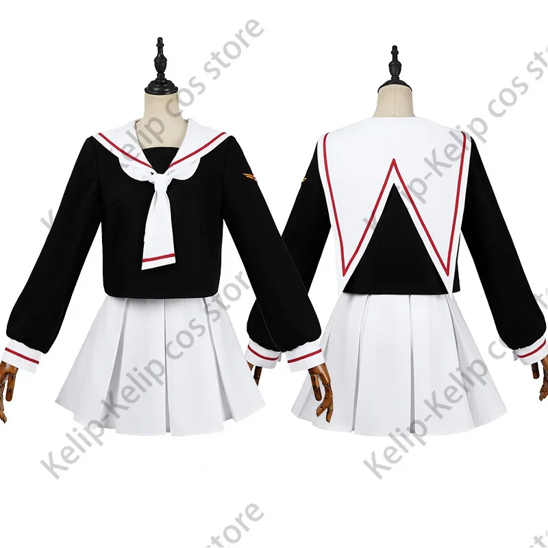 Anime Magic Card Captor Cardcaptor Kinomoto Sakura Cosplay Costume Wig Summer JK School Uniform Shirt Woman Lovely Campus Suit