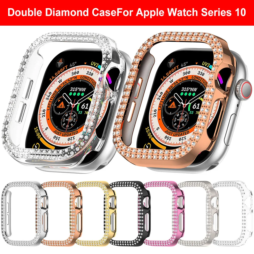 Cose For Apple Watch Series 10 42MM/46MM PC Bumper Screen Protector Cover Film Anti-Fall Protection Frame Watch Screen Protector