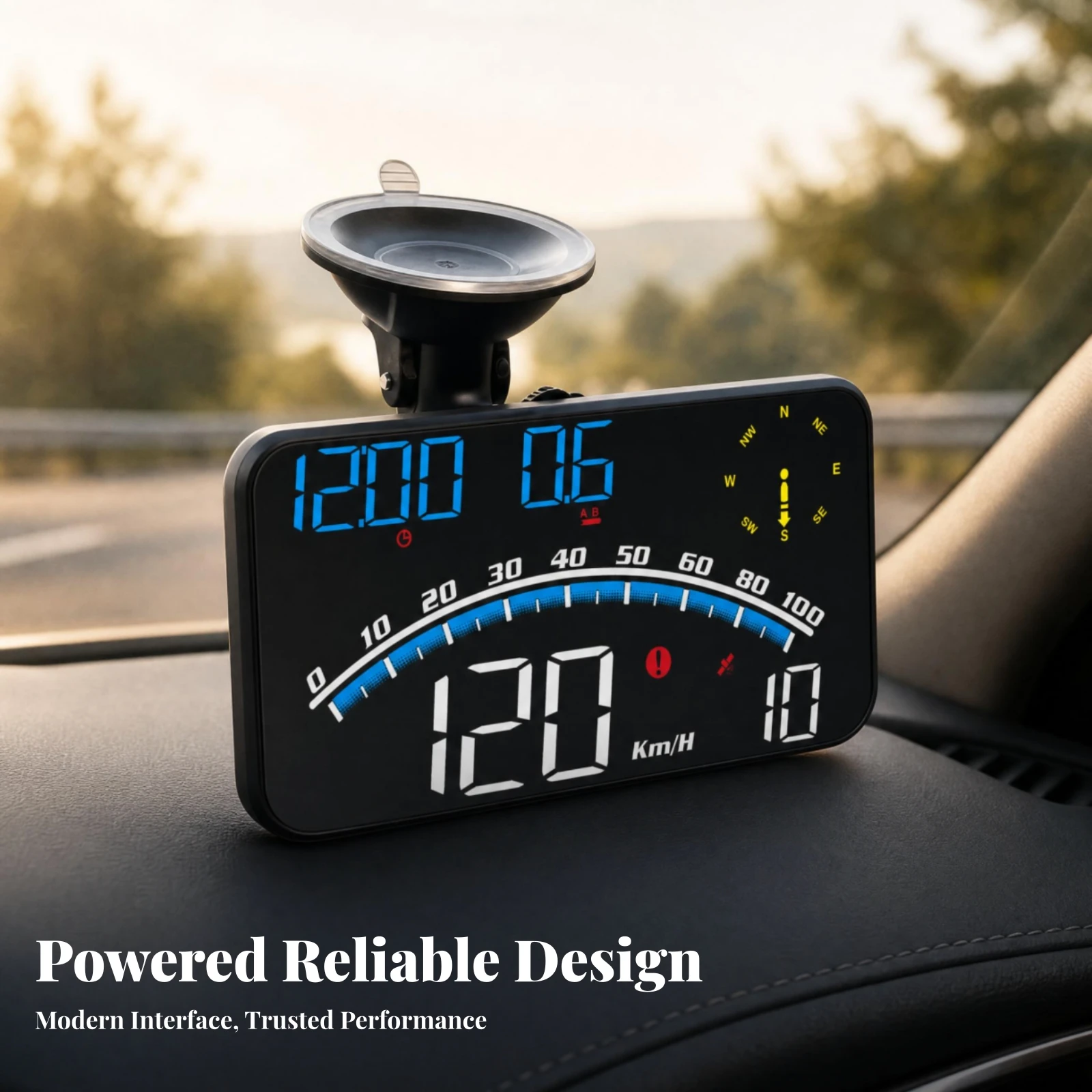 Car Head-up Display Black ABS Suction-Mount HUD Car Head-up Display Plug and Play Navigation Speedometer Anti Reflective Shading