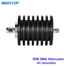 30W SMA Type Attenuator DC-3Ghz/4Ghz 1/2/3/5/6/10/15/20/30db/40db SMA Male Plug to Female Jack RF Coaxial Power Connector 50ohm