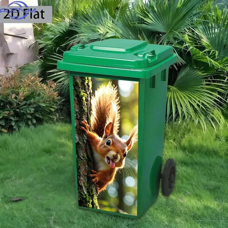 1pc of Trash Can Sticker, × inch, Featuring a Squirrel Climbing a Tree with Its Tongue Out, Designed for Wall Decoration And S