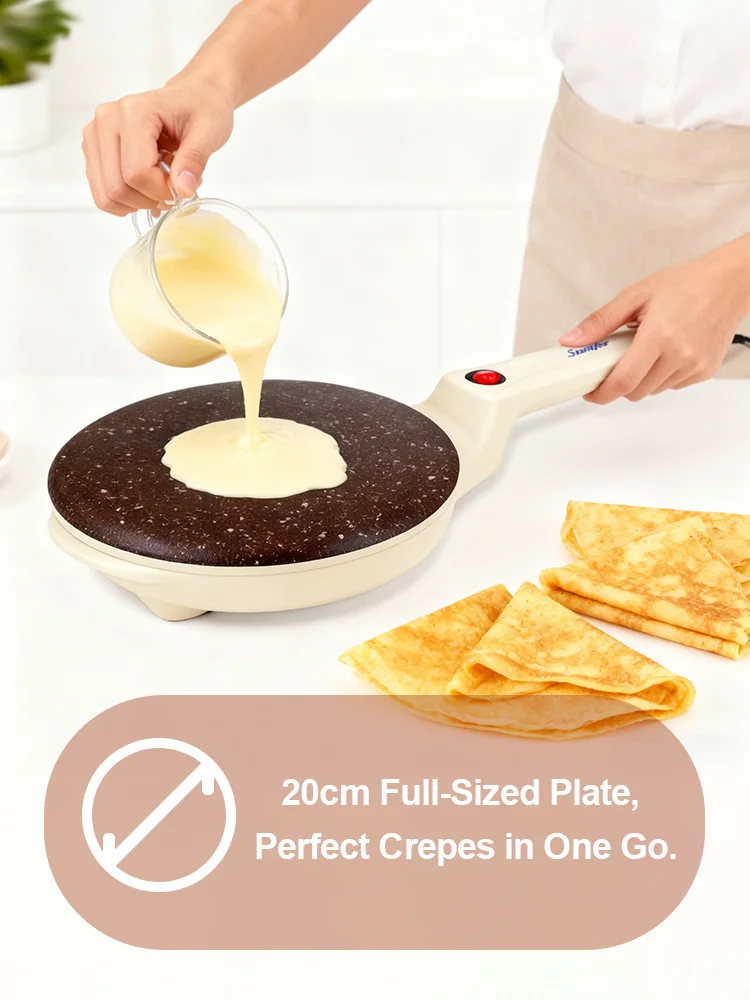 Electric Crepe Maker Sonifer SF-3055 600W 20cm Non Stick Pancake Maker Fast Heating Plate for Breakfast Home Kitchen