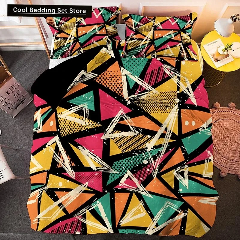 

Irregular Geometry King Queen Duvet Cover Bohemian Style Bedding Set for Kid Teens Adult Modern Art 23pcs Polyester Quilt Cover