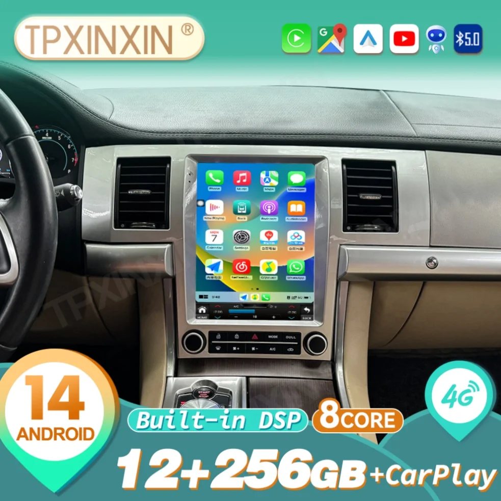 Radio para Auto con CarPlay y Android Auto para Jaguar XF 2008~2015, Receptor Estéreo, Reproductor Multimedia, Unidad de Navegación GPS