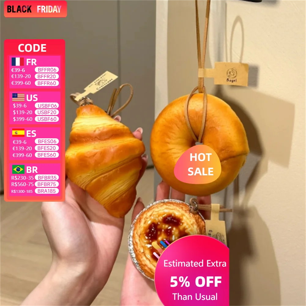 Simulated Baked Food Pendant Souvenir Gift Box Car Hanging Display Props Realistic Rearview Mirror Decora Bagel Fake Egg Tart