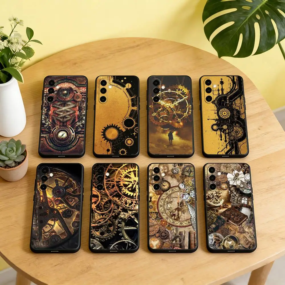 S-Steampunk Aesthetic Phone Case For Samsung Galaxy A73,A72,A71,A70,A53,A52,A51,Soft Silicone Black Cover