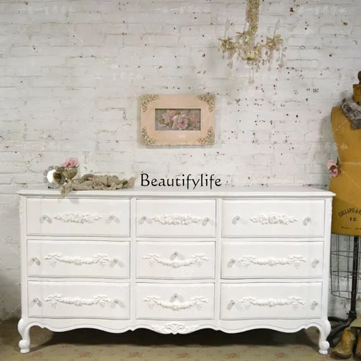 - * خزانة مدخل من الخشب الصلب المنحوت على شكل زهرة، خزانة تخزين لغرفة النوم في الريف الأمريكي #4