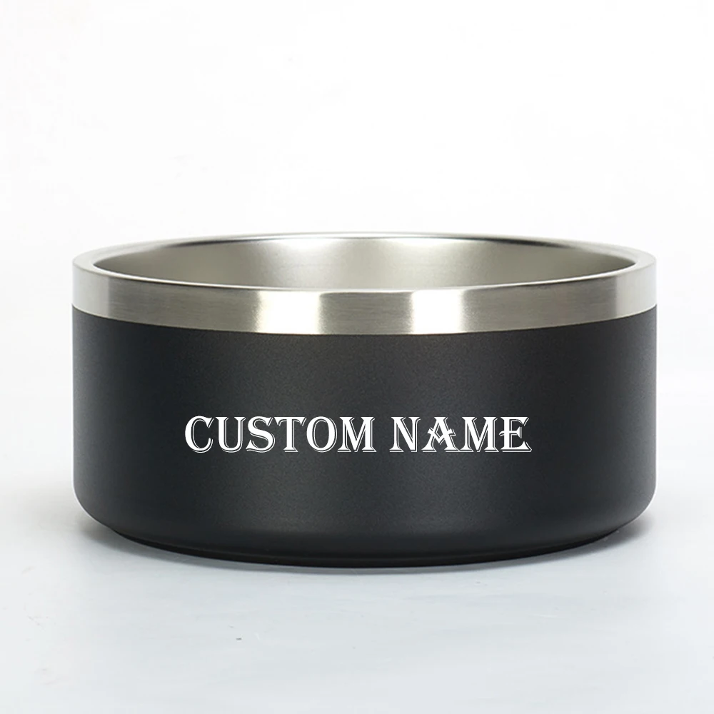 64oz Custom Name Stainless Steel Non Slip Insulated Dog Bowls, Cats, Pet Food Water Dish Feeding for Large Medium Small Dogs