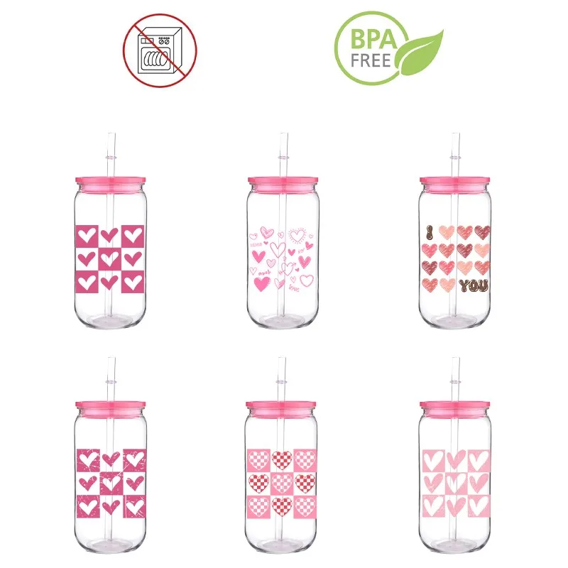 

Love Design DIY Custom Printed Transfer BPA Free Plastic Straw Cup Comes With Sreaw And Cup Lid Can Milk Coffee 16 OZ 3D