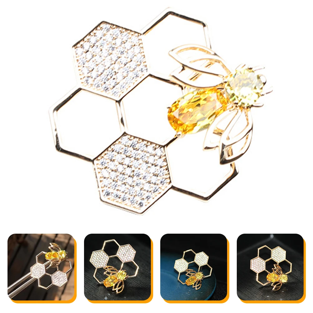 

Creative Honeycomb Shape Brooch Pin Elegant Lady Clothing Decor Accessories Suit Sweater Dress Corsage Pins Ladies Wear Earrings
