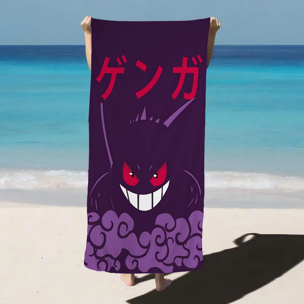 P-PokemonS CARTOON G-GengarS Bath Towel Microfiber Soft Water Absorbing Breathable For Girl Kids Decorative Cartoon Beach Towel